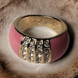 Dual Pink Banded Ring with Crystals - Size 9